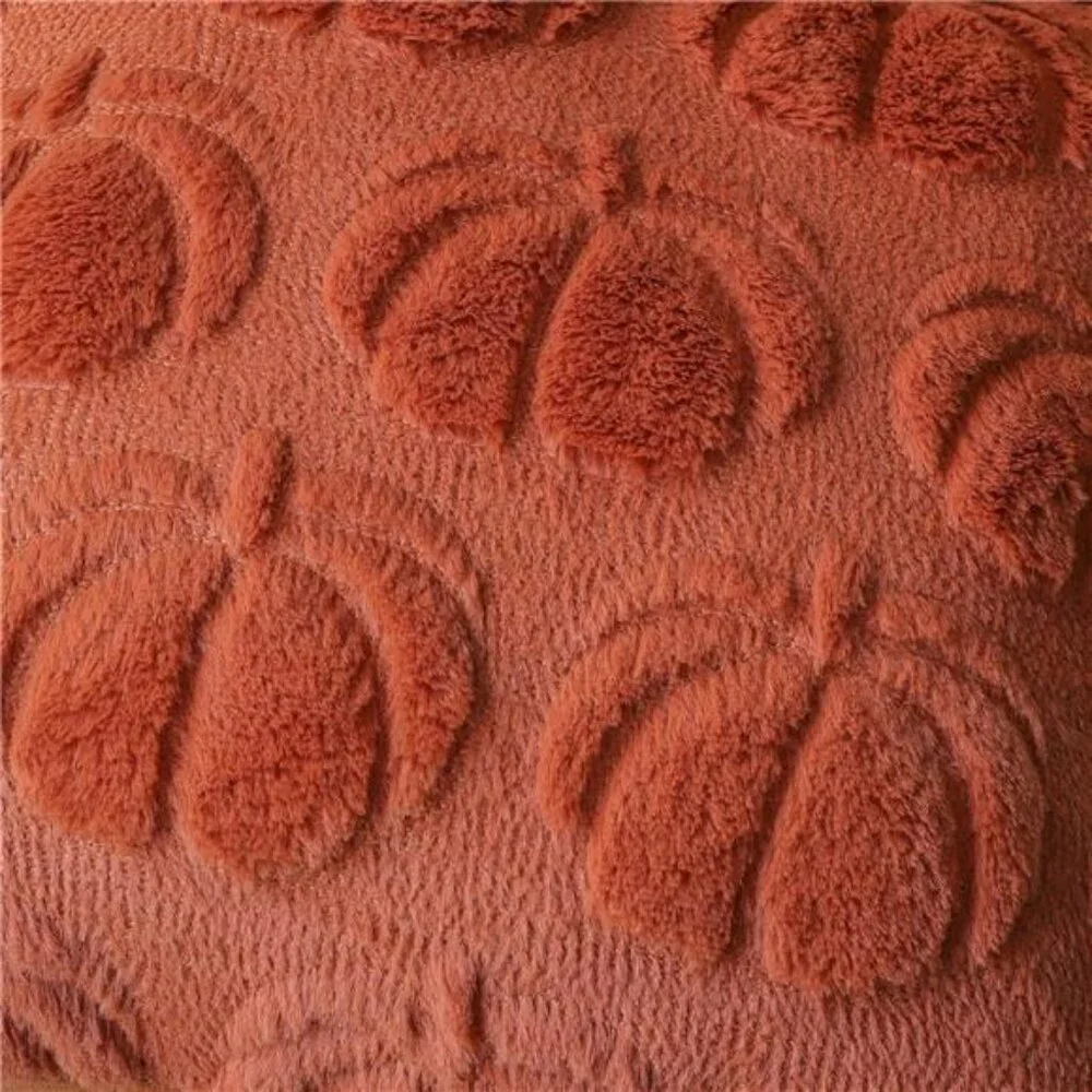 Fall Pumpkin Pillow Covers 18x18 Set of 2 Plush Faux Fur Farmhouse Thanksgiving